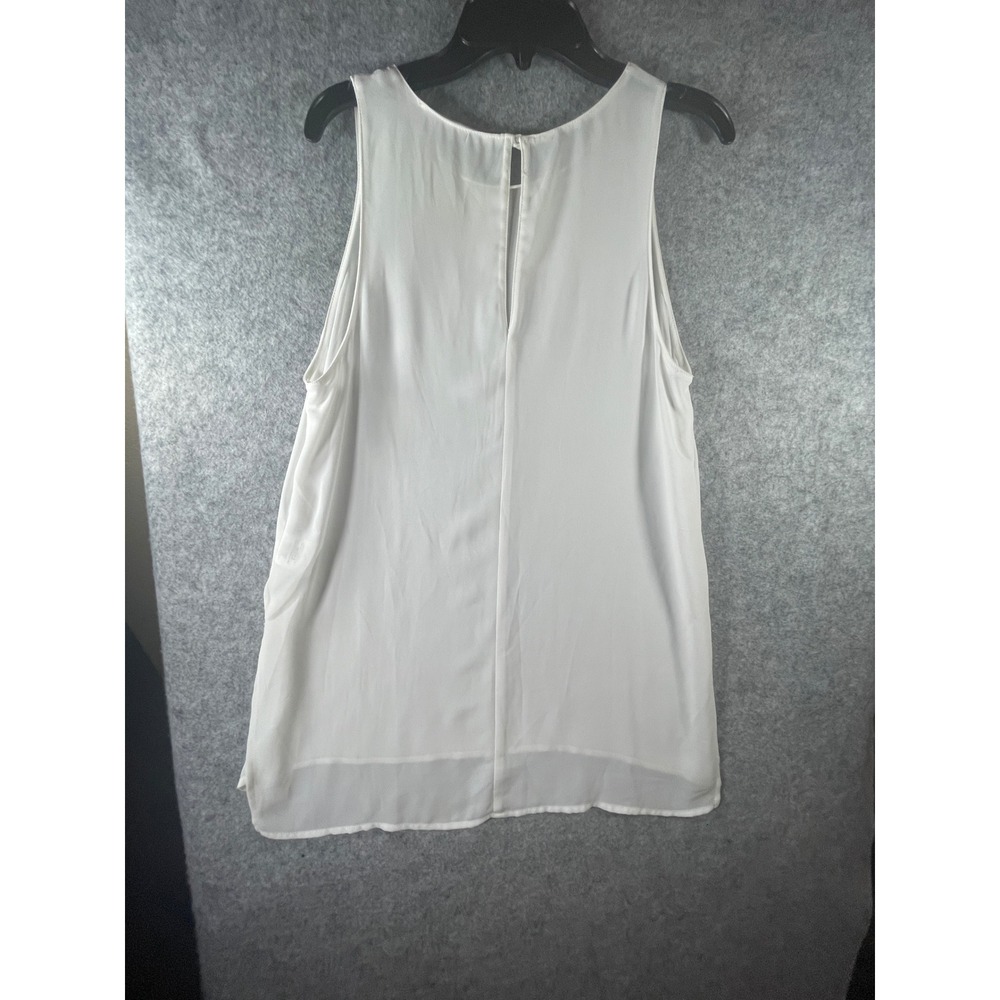 Lush Women Ivory White Sleeveless High Low Blouse Keyhole Back Side Slit Small - Picture 13 of 13